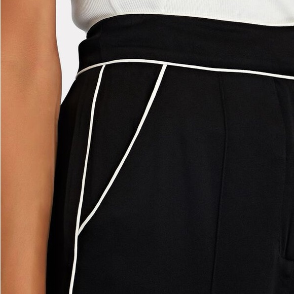 Veronica Beard Edia Black satin wide leg sz 6 tuxedo pants - Picture 3 of 16